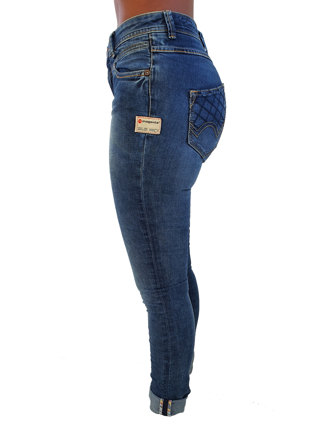 Snap MINNIE Midwaist Uberstretch Medium Wash - magents