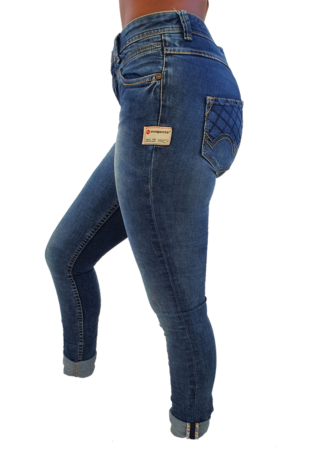 Snap MINNIE Midwaist Uberstretch Medium Wash - magents