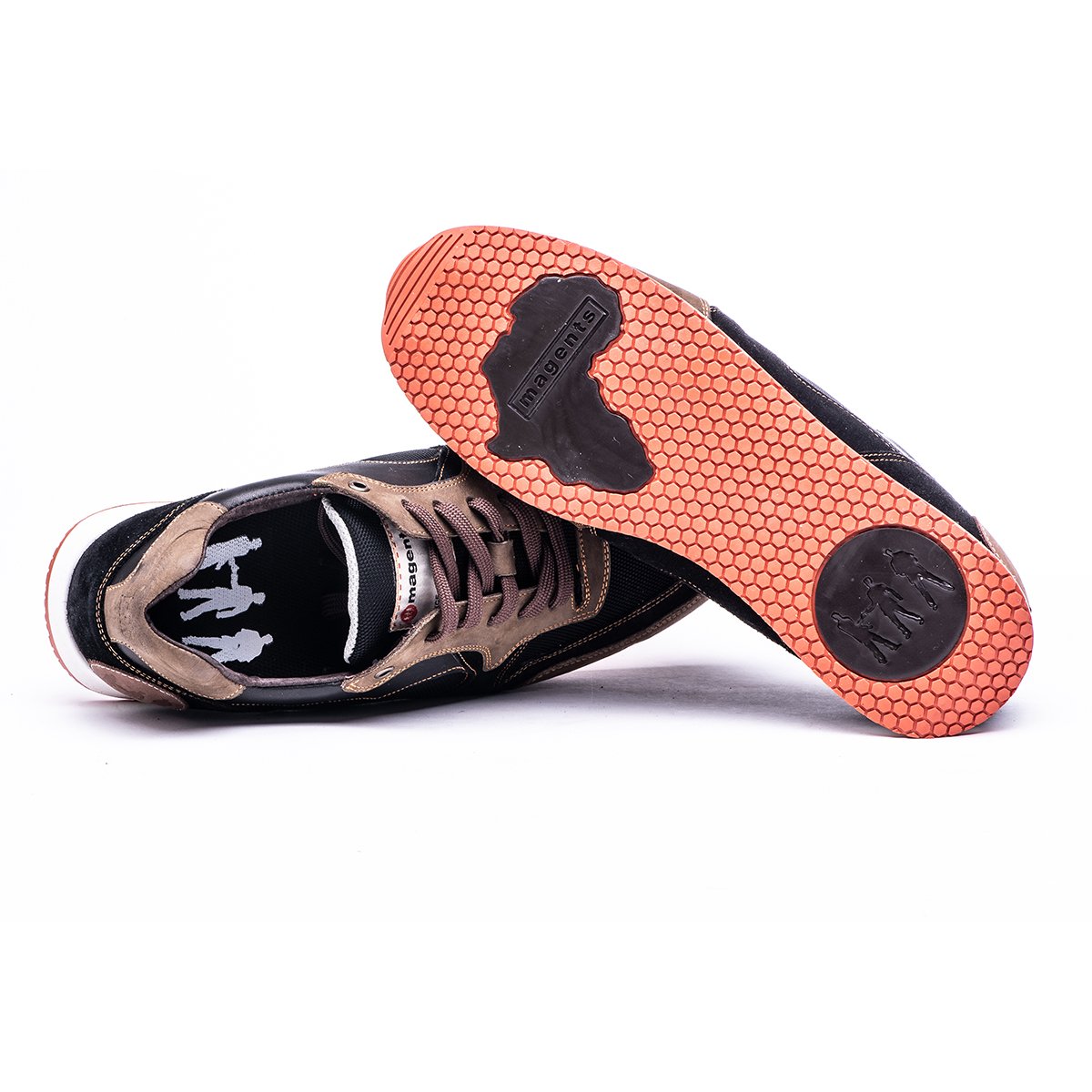 ACHUZE SPORTS SNEAKER - BLACK AND BROWN - magents