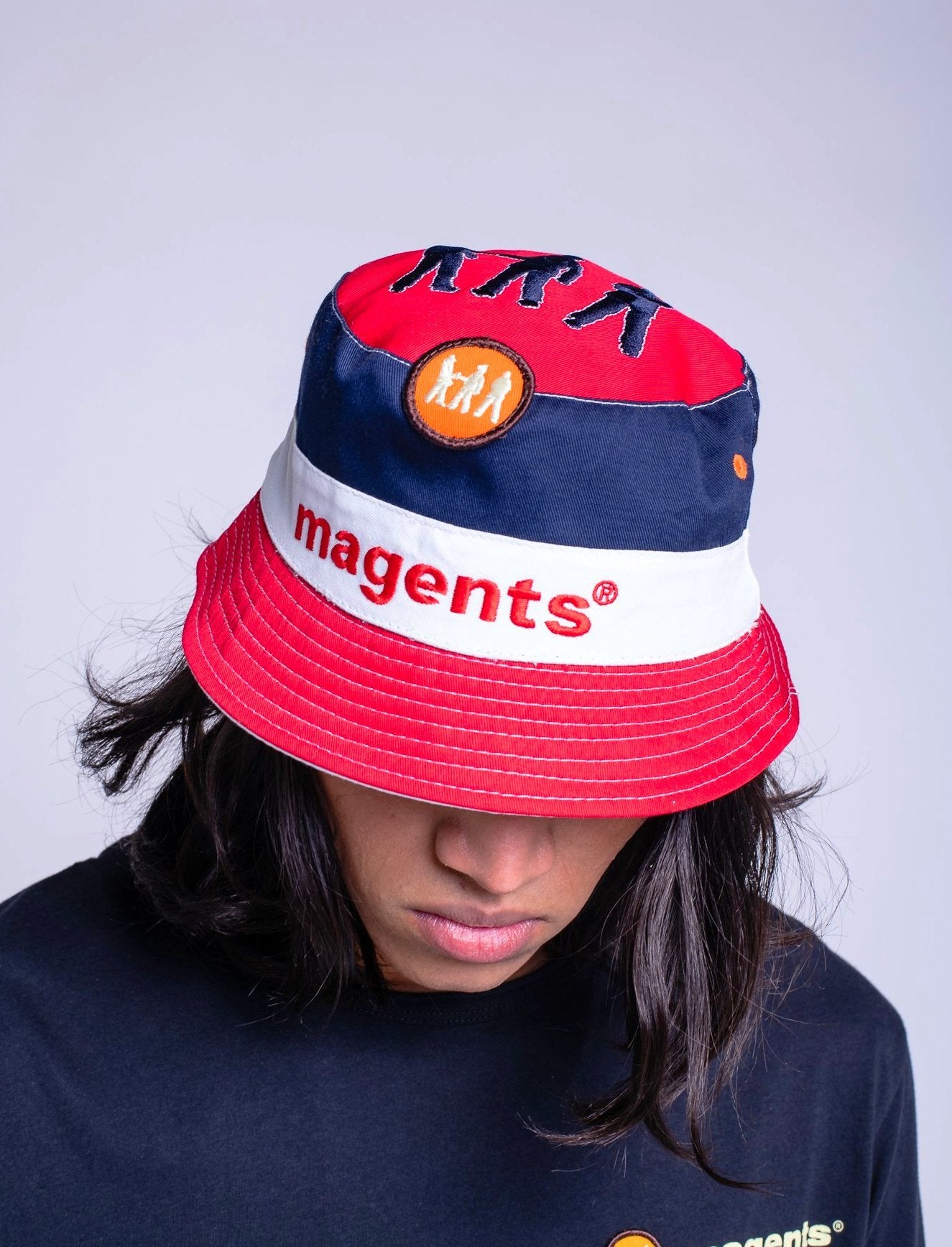 TRI COLOUR REVERSIBLE BUCKET HAT - MULTI - magents