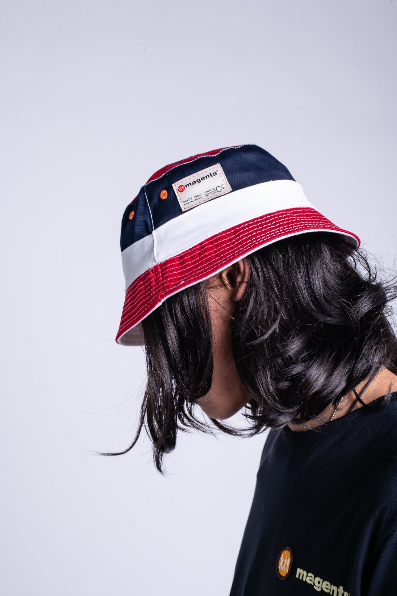 TRI COLOUR REVERSIBLE BUCKET HAT - MULTI - magents