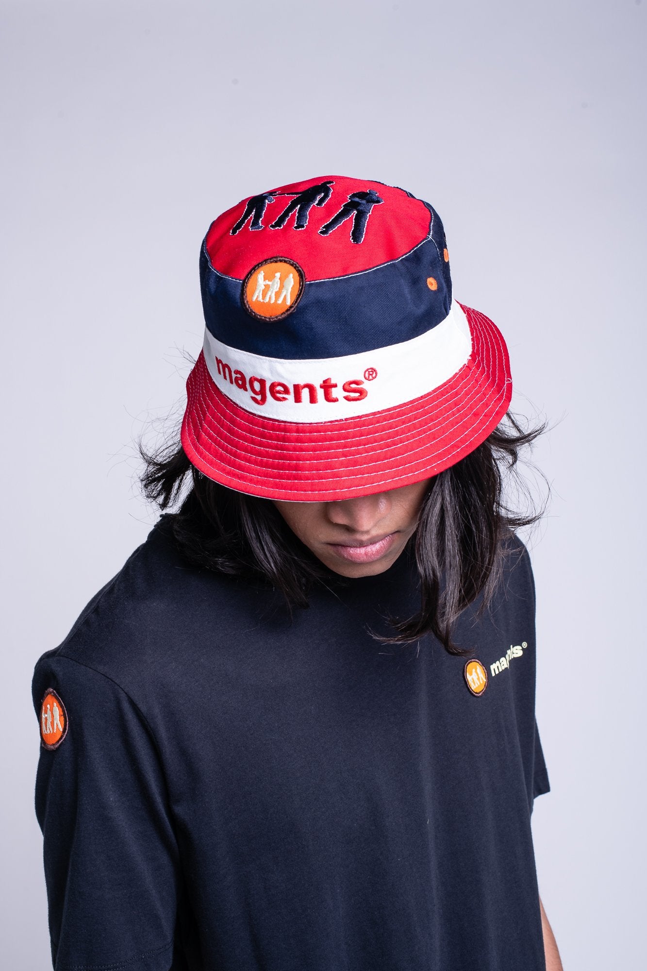 TRI COLOUR REVERSIBLE BUCKET HAT - MULTI - magents